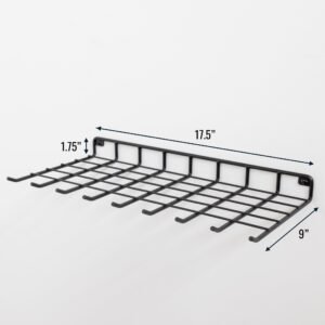 StoreYourBoard The Afton Laundry Room Shelf, Wire Shelving Wall Mounted, Hanging Hooks for Broom and Mop, Cleaning Supplies Shelf for Home and Garage, 17.5" x 9"