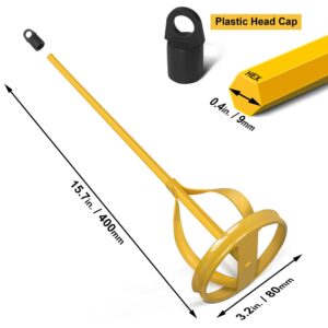 Hanpex Paint and Mud Mixer, Paint Stirrer for Drill in 1 to 5 Gallon Bucket, Suitable for all Standard Drill Bits, Hex Head Anti-slip, Easy Clean, Painting and Plastering Mixer Stirrer Tool (Yellow)