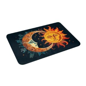 Stars and Sun Moon Welcome Door Mat Soft Floor Carpet Bath Rugs, 16x24in Area Rug for Indoor Outdoor Bathroom Kitchen Living Room Decoration