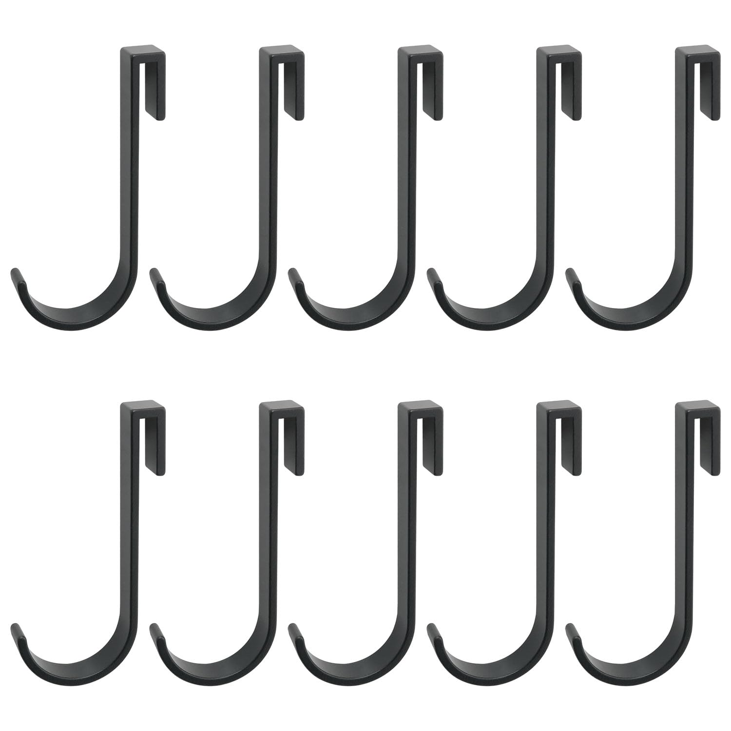 ITROLLE 10PCS Black Heavy Duty Hooks Pot Rack Hooks Wire Rack Hook J Shaped Hook Clip-on Hook J Shaped Stainless Steel Hooks Sink Hooks for Kitchen, Bedroom, Office, Wire Shelf, Coat Rack Accessories