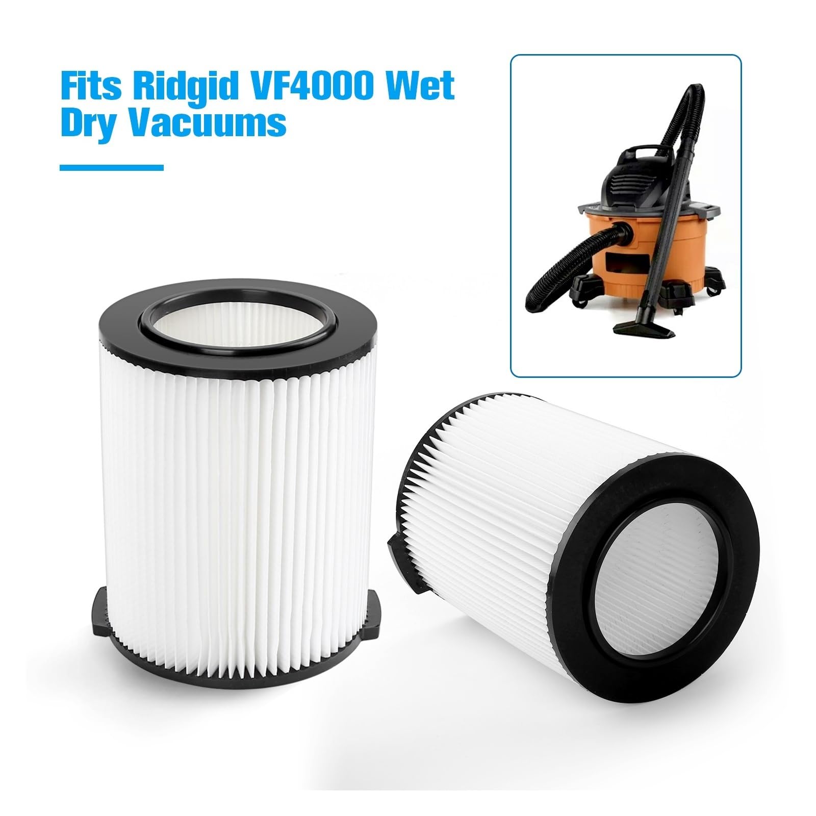 PkLbLr Washable Wet/Dry Vacuum Vac Pleated Filter VF4000 Replacement。Compatible for RIDGID, chenjunt3ao0