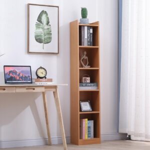 4HOMART 59.8” Tall Narrow Bookcase Modern Corner Bookshelf Display Shelves with Storage 6 Tier Cube and Top Display Layer for Home Office