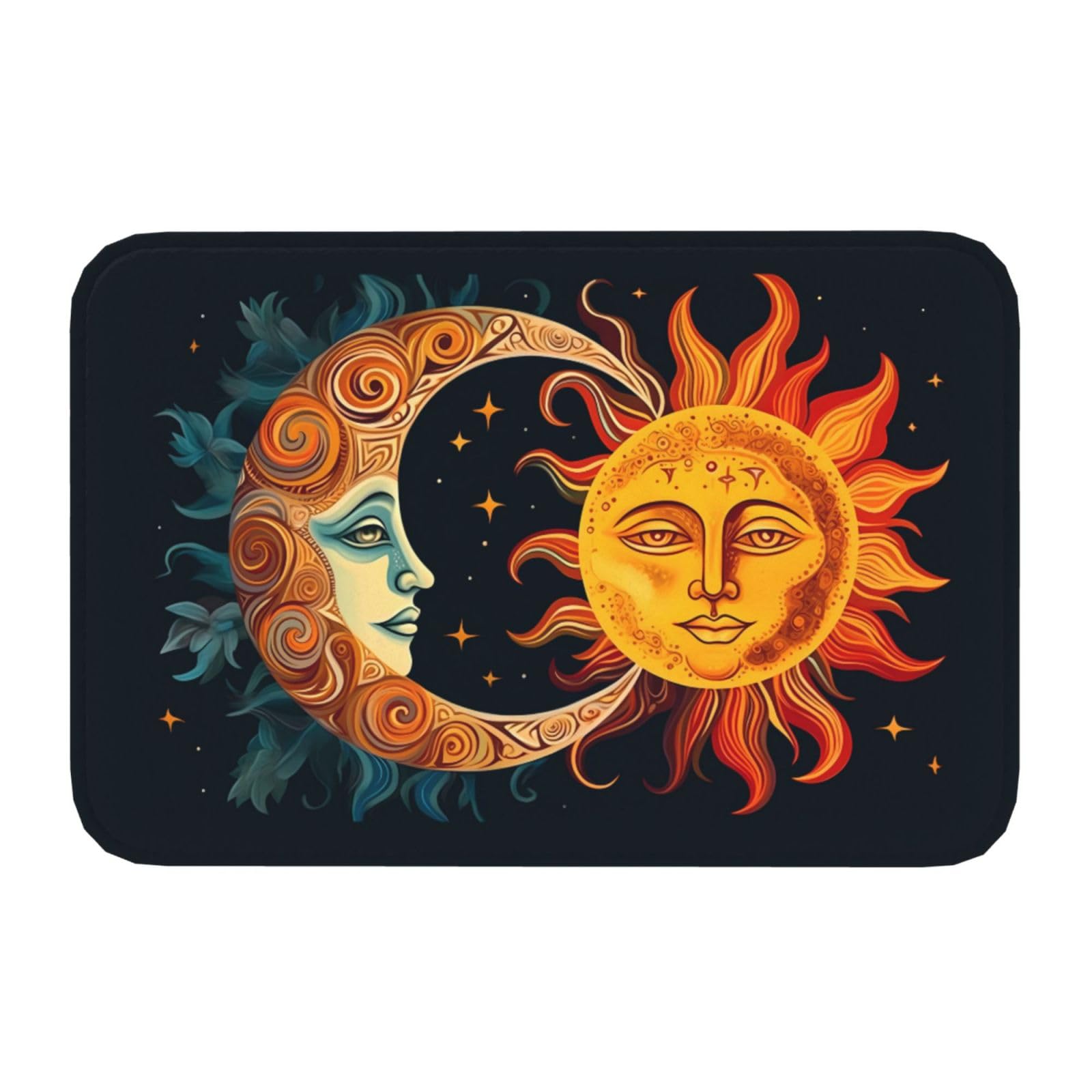 Stars and Sun Moon Welcome Door Mat Soft Floor Carpet Bath Rugs, 16x24in Area Rug for Indoor Outdoor Bathroom Kitchen Living Room Decoration