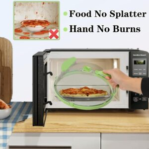 Microwave Splatter Cover for Food Guard: Clear Microwave Plate Cover Lid with Handle 10 Inch Microwave Food Splash Cover BPA Free, Dish Bowl Cover, Home Kitchen Gadgets and Accessories (Green-R)