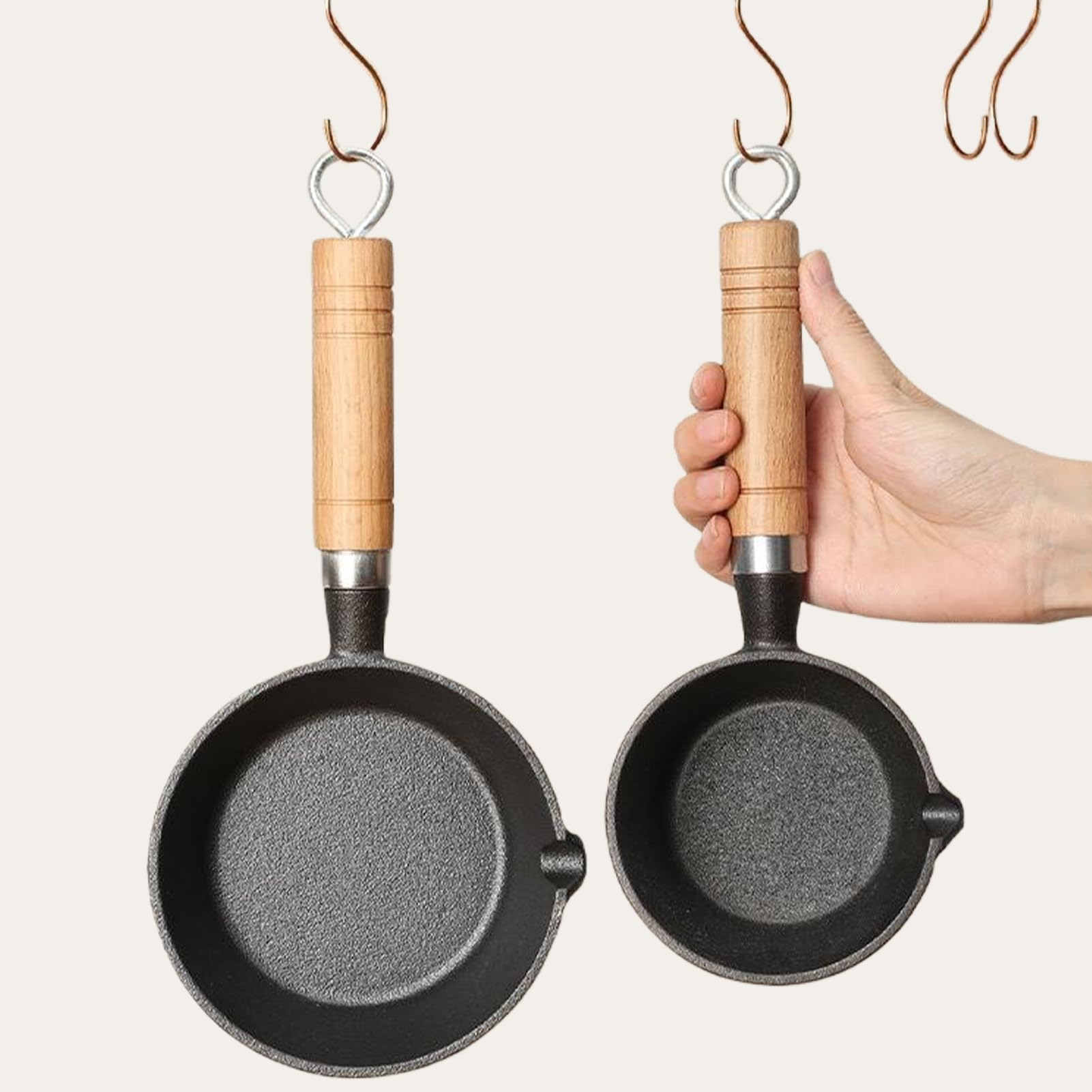 Yuecoom 4.3x2.0in Mini Frying Pan, Mini Egg Frying Pan Cast Iron Omelette Pan Iron Solid Mini Pre Seasoned Skillet for Indoor Outdoor Cooking