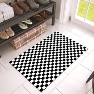 Casanta Living Machine Washable Rug - Checkered Rug - Soft Rug for Livingroom, Bedroom, Playroom, Kitchen or Nursery - Black White - 8x10