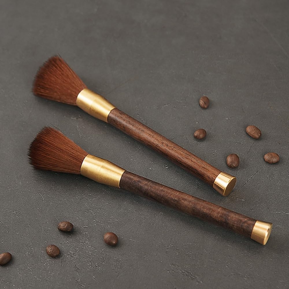 2PCS Coffee Brush, Coffee Grinder Cleaning Brush Machine Cleaning Tool with Wood Handle & Natural Soft Bristles for Home Kitchen