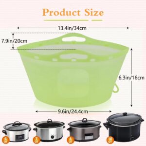 2pcs Silicone Slow Cooker Liners, Foldable Slow Cooker Liners for 6-7-8-10 Quarts, Reusable Crock-Pot Liners with Buttons and Hooks for Oval or Round Pot, Leakproof & Easy Clean, Green+Blue