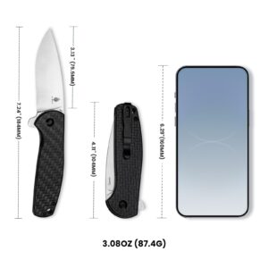 Kizer Gemini Pocket Knife, 3 In N690 Steel Blade Folding Knife, Carbon Fiber and G10 Handle EDC Knife for Men Women, Camping Folding Pocket Knife V3471M1