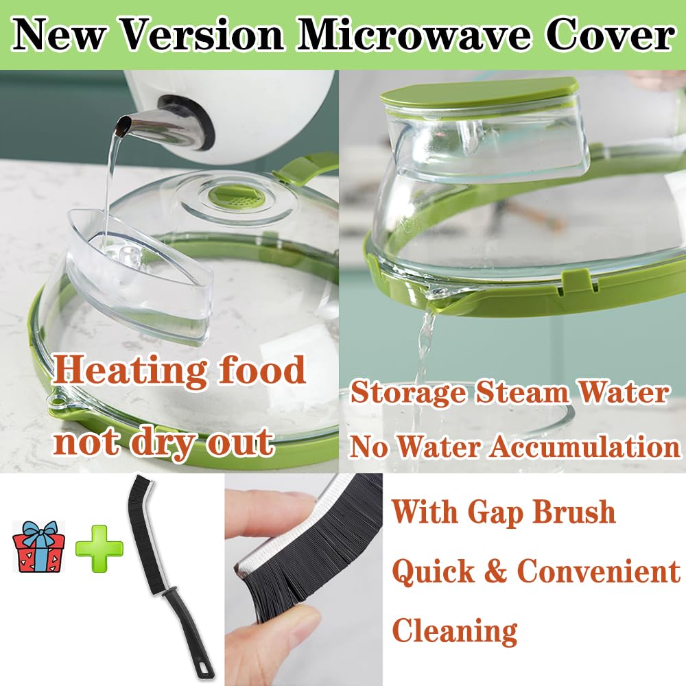 Microwave Splatter Cover for Food Guard: Clear Microwave Plate Cover Lid with Handle 10 Inch Microwave Food Splash Cover BPA Free, Dish Bowl Cover, Home Kitchen Gadgets and Accessories (Green-R)