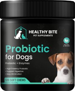 healthy bite probiotic for dogs - dog probiotic for diarrhea, gut health and itching, 6 different bacterias, dog probiotic chews - prebiotic for dogs - made in usa - 120 count