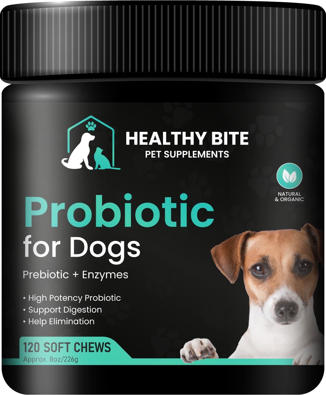 Healthy Bite Probiotic for Dogs - Dog probiotic for Diarrhea, Gut Health and Itching, 6 Different Bacterias, Dog Probiotic Chews - Prebiotic for Dogs - Made in USA - 120 Count