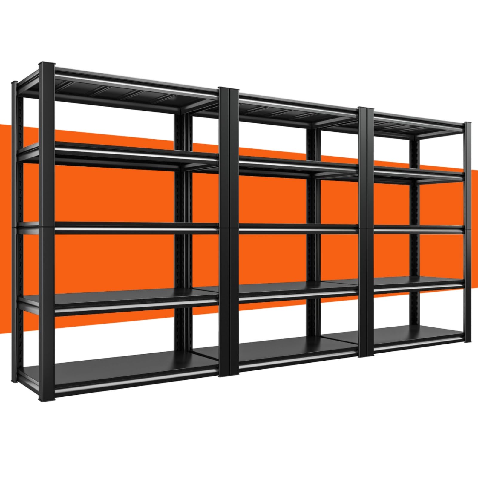 REIBII Garage Shelving Heavy Duty Storage Shelves Load 2500Lbs Adjustable Garage Shelves Heavy Duty Shelving 5-Tier Metal Shelving Unit Garage Storage Shelves Utility Racks, 40" W x18 D x72 H, 3 Pack