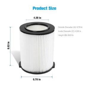 PkLbLr Washable Wet/Dry Vacuum Vac Pleated Filter VF4000 Replacement。Compatible for RIDGID, chenjunt3ao0