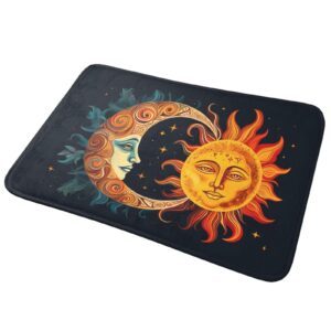 Stars and Sun Moon Welcome Door Mat Soft Floor Carpet Bath Rugs, 16x24in Area Rug for Indoor Outdoor Bathroom Kitchen Living Room Decoration