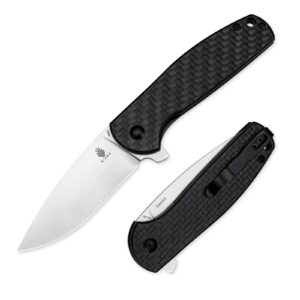 kizer gemini pocket knife, 3 in n690 steel blade folding knife, carbon fiber and g10 handle edc knife for men women, camping folding pocket knife v3471m1