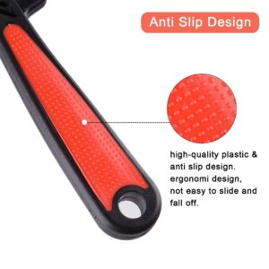 Iluadme 2 Pieces Fine Tooth and Wide Tooth Dog Grooming Comb - Rubber Handle Hair Comb for Small Dogs & Cats with Flea and Tick Removal (2PCS, Black Red)