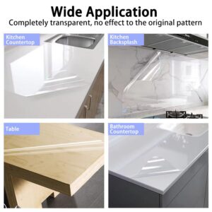 Electrostatic Absorption Countertop Protective Film 17.3inch*16.4FT Transparent No Glue Removable Oil-proof Contact Paper for Horizontal Smooth Surface Protector Smooth Furniture Tabletop Surface