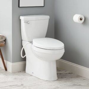 signature hardware 481680 bradenton 1.28 gpf two piece elongated toilet - bidet seat included, ada compliant - white