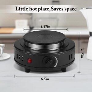 Artilife Mini Hot Plate Small Hot Plate,Small Hot Plate Electric Mini,Mini Hot Plate Electric,Cast Iron Electric Hot Plate,Perfect Size for Moka Pot (500W Black Small Hot Plate)