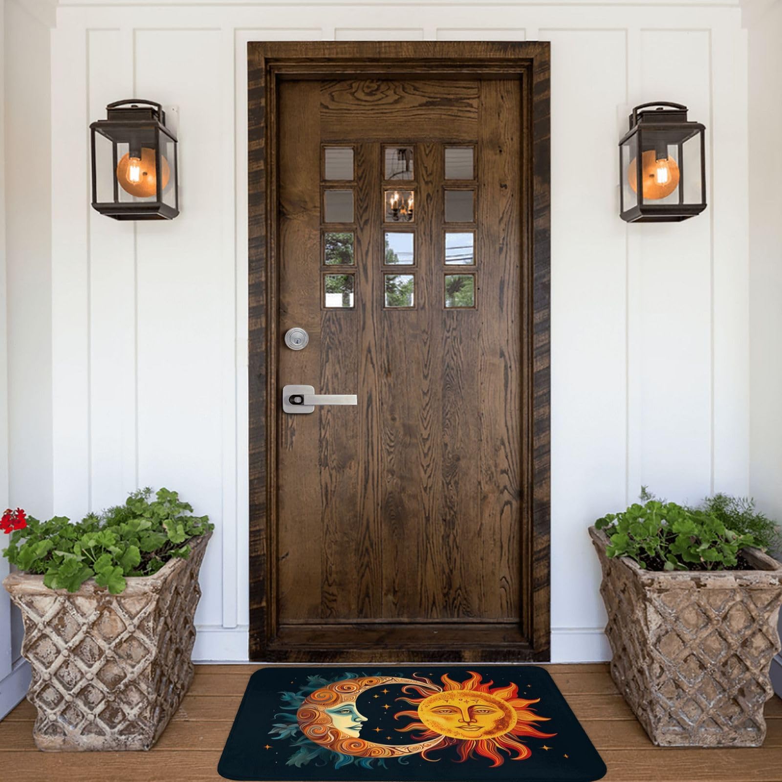 Stars and Sun Moon Welcome Door Mat Soft Floor Carpet Bath Rugs, 16x24in Area Rug for Indoor Outdoor Bathroom Kitchen Living Room Decoration