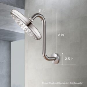 OFFO Shower Head Extension Arm 8 Inch, Brushed Nickel S Shaped Shower Arm with Flange High Rise Goose Neck Shower Arm Extension