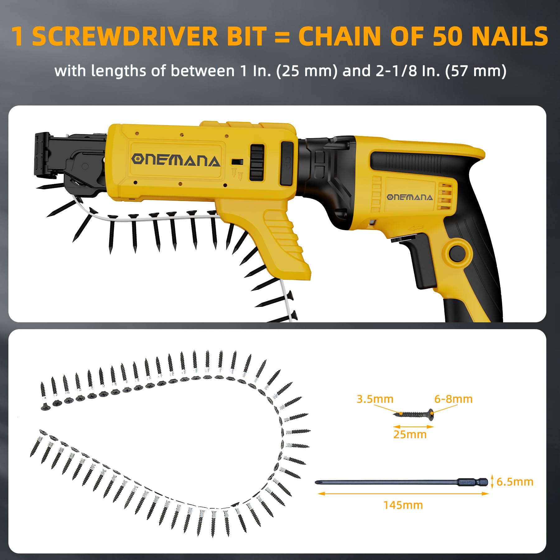 ONEMANA Collated Screw Gun Attachment, Suit For Dewalt DCF620