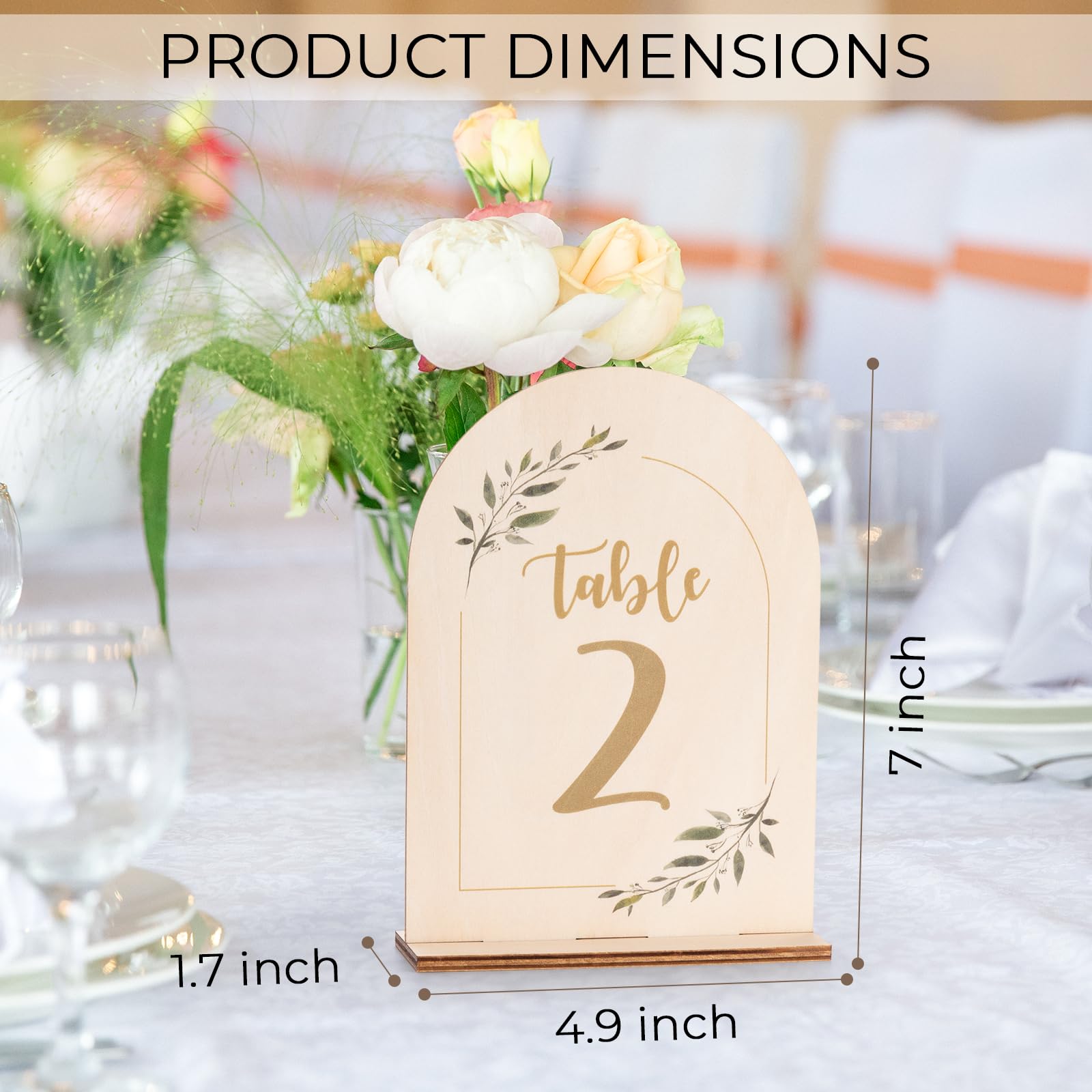 Giftormous Table Numbers for Wedding Reception - 5x7 Inch Double-Sided Arch Wedding Table Number Sign 1-15, with Wooden Base for Party Table Centerpiece Decoration