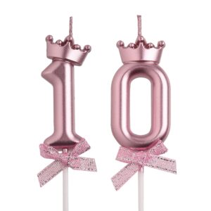 aoolada 10th birthday candles, rose gold 10 year old number birthday candles for boys girls, happy birthday party decorations cake topper gifts for 10th wedding anniversary celebration