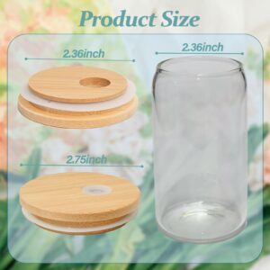 TERESRY 4 Pack Bamboo Lids for Glass Cups with Straw Hole, 2.75 inch/70 mm Wooden Lids for 16 OZ Beer Can Cups, Replacement Canning Lids for Regular Mouth 20 OZ 24 OZ Glass Cups