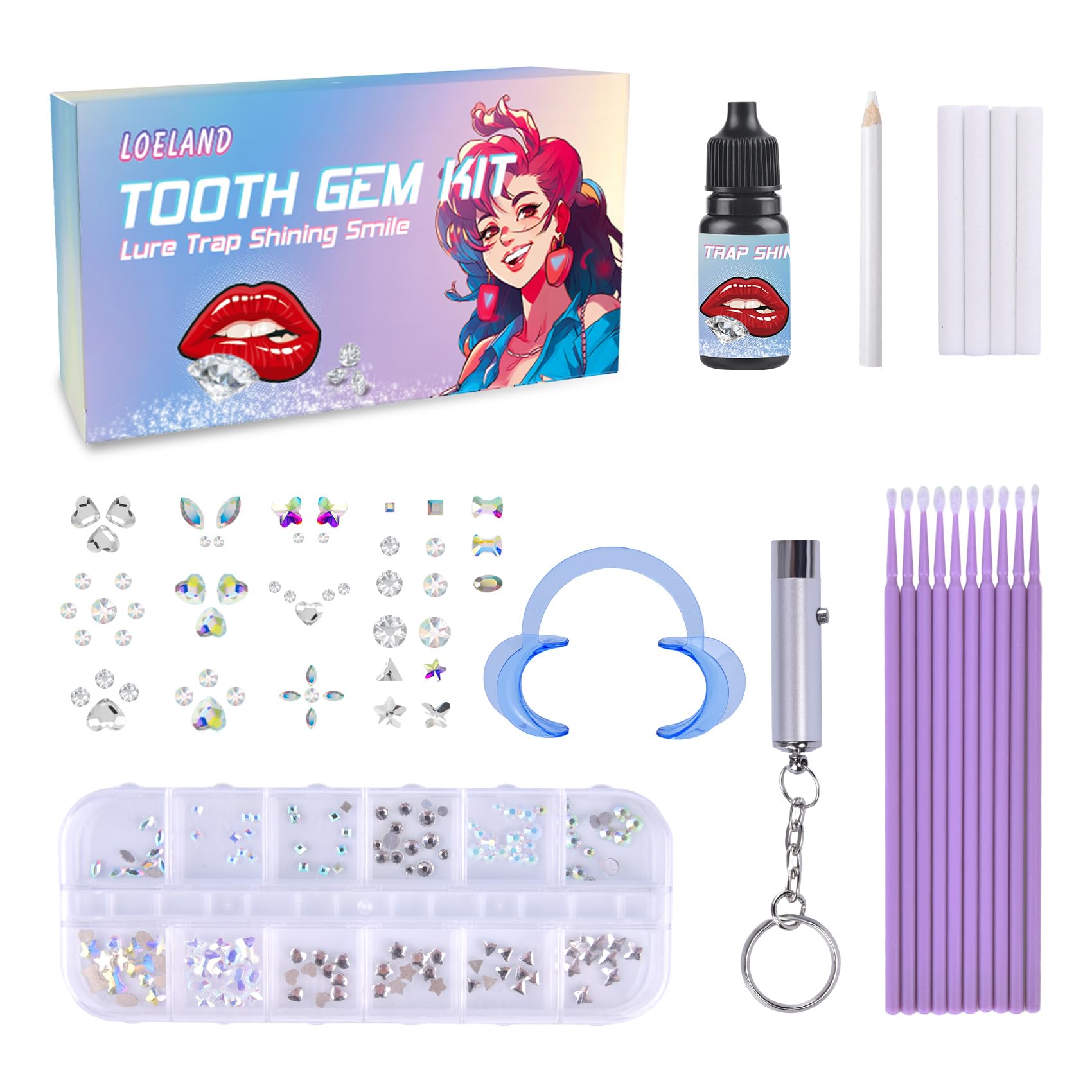 Loeland Tooth Gem Kit, DIY Crystals Jewelry Kit Teeth Gems Kit, Professional Fashionable Tooth Gems Kit for Teeth, Teeth Jewelry Starter kit