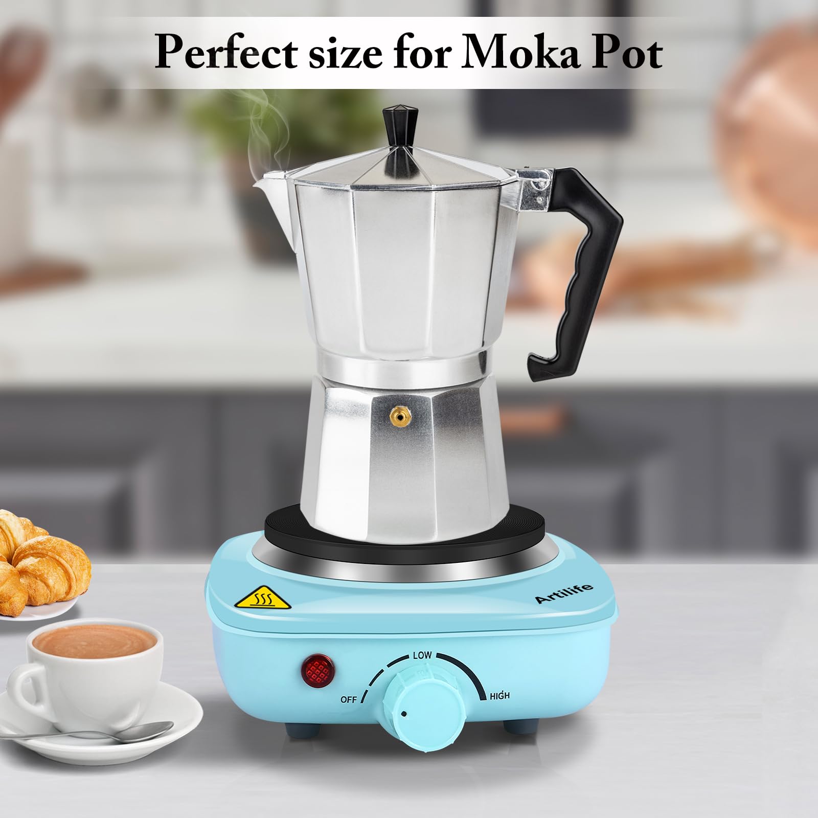 Artilife Mini Hot Plate Small Hot Plate,Small Hot Plate Electric Mini,Mini Hot Plate Electric,Cast Iron Electric Hot Plate,Perfect Size for Moka Pot (500W Mini Hot Plate)