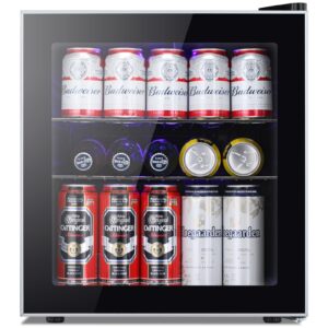 antarctic star 60 can mini fridge cooler - beverage refrigerator glass door for beer soda wine – small drink dispenser clear front removable for home, office bar (1.6cu.ft)