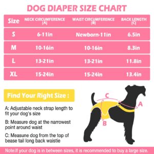 Jollywoods 3 Pack Washable Female Dog Diaper Onesie Sanitary Pantie with Adjustable Suspender, Reusable Fixed Doggie Diapers, Super Absorbent Leakproof for Small Medium Large Dog in Heat Cycle