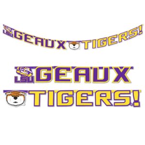 lsu – geaux tigers banner! 8 ft. long banner is great for tailgating, dorm rooms, birthday parties, graduation. show your lsu tiger spirit. by havercamp