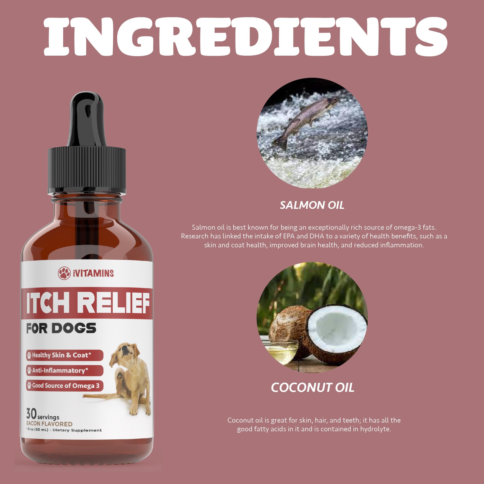 Itch Relief for Dogs | Dog Itch Relief | Helps to Naturally Relieve Itching, Allergies, & More by Improving the Skin & Coat Health | Allergy Relief for Dogs Itching | Dog Itching Skin Relief | 1 fl oz