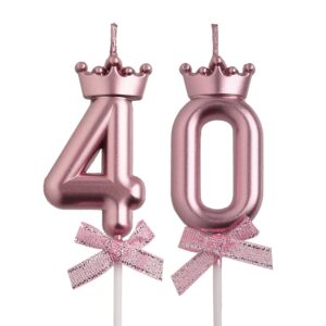 aoolada 40th birthday candles, rose gold 40 year old number birthday candles, number 40 candles for men women, birthday party decorations cake topper gifts for wedding anniversary celebration