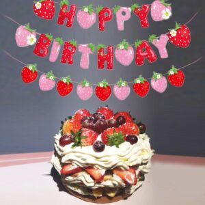 Strawberry Fruit Banners Happy Birthday Strawberry Theme Party Hanging Decorations Happy Birthday Party Wedding Party Decoration Supplies