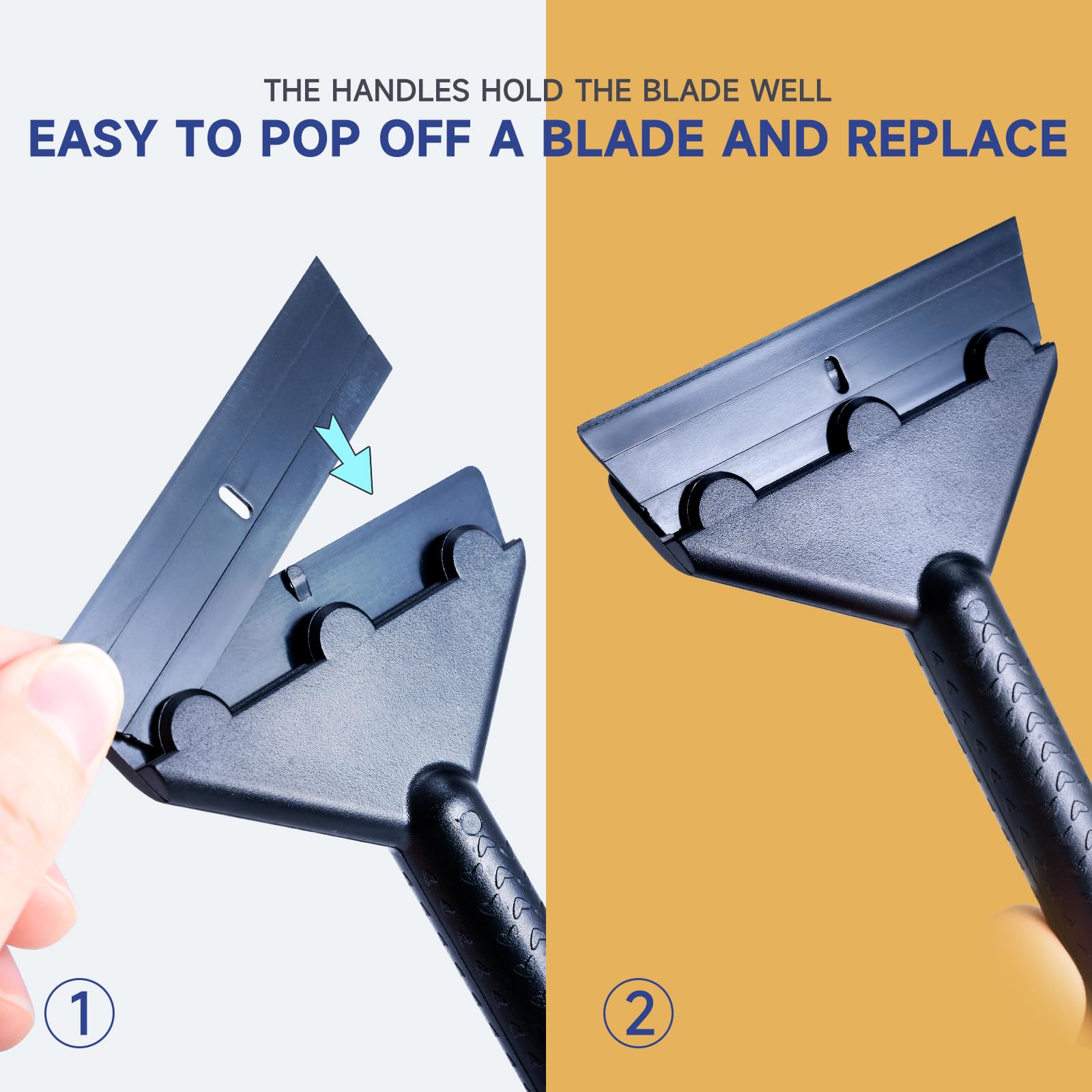 FOSHIO Long Handle Plastic Razor Blade Scraper, Scraper Tool with 10PCS Plastic Blades for Sticker Remover, Label Remover, Decal Remover, Gasket Remover, Residue Remover, Plastic Scraper for Cleanning