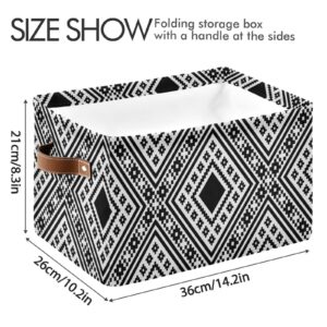 NFMILI Black Flowers Pattern Storage Basket, Fabric Storage Cubes Bins, Open Home Storage Bins with Handles, Foldable Cubes Closet Organizer Boxes 14.2 x 10.2 x 8.3 in (Large - 2 Pack)