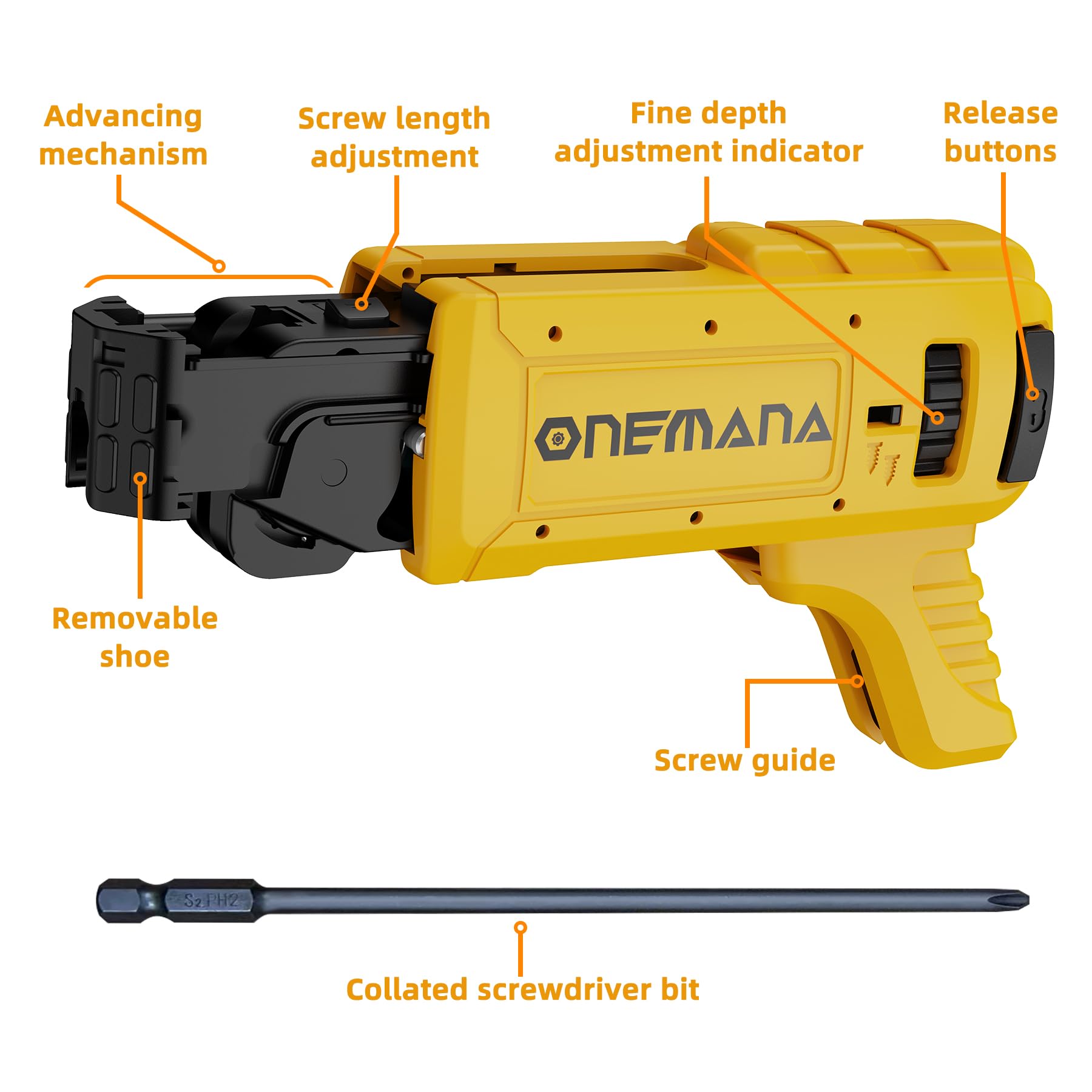 ONEMANA Collated Screw Gun Attachment, Suit For Dewalt DCF620