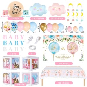 DoreenBow Baby Boxes Gender Reveal Balloon Decorations Kit Pink and Blue Balloons Arch Kit 4Pcs Baby Box with Letters(BABY) for Baby Shower Birthday Decor Gender Reveal Party Decor Supplies