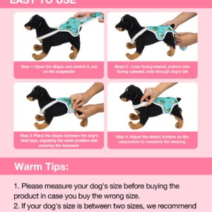 Jollywoods 3 Pack Washable Female Dog Diaper Onesie Sanitary Pantie with Adjustable Suspender, Reusable Fixed Doggie Diapers, Super Absorbent Leakproof for Small Medium Large Dog in Heat Cycle