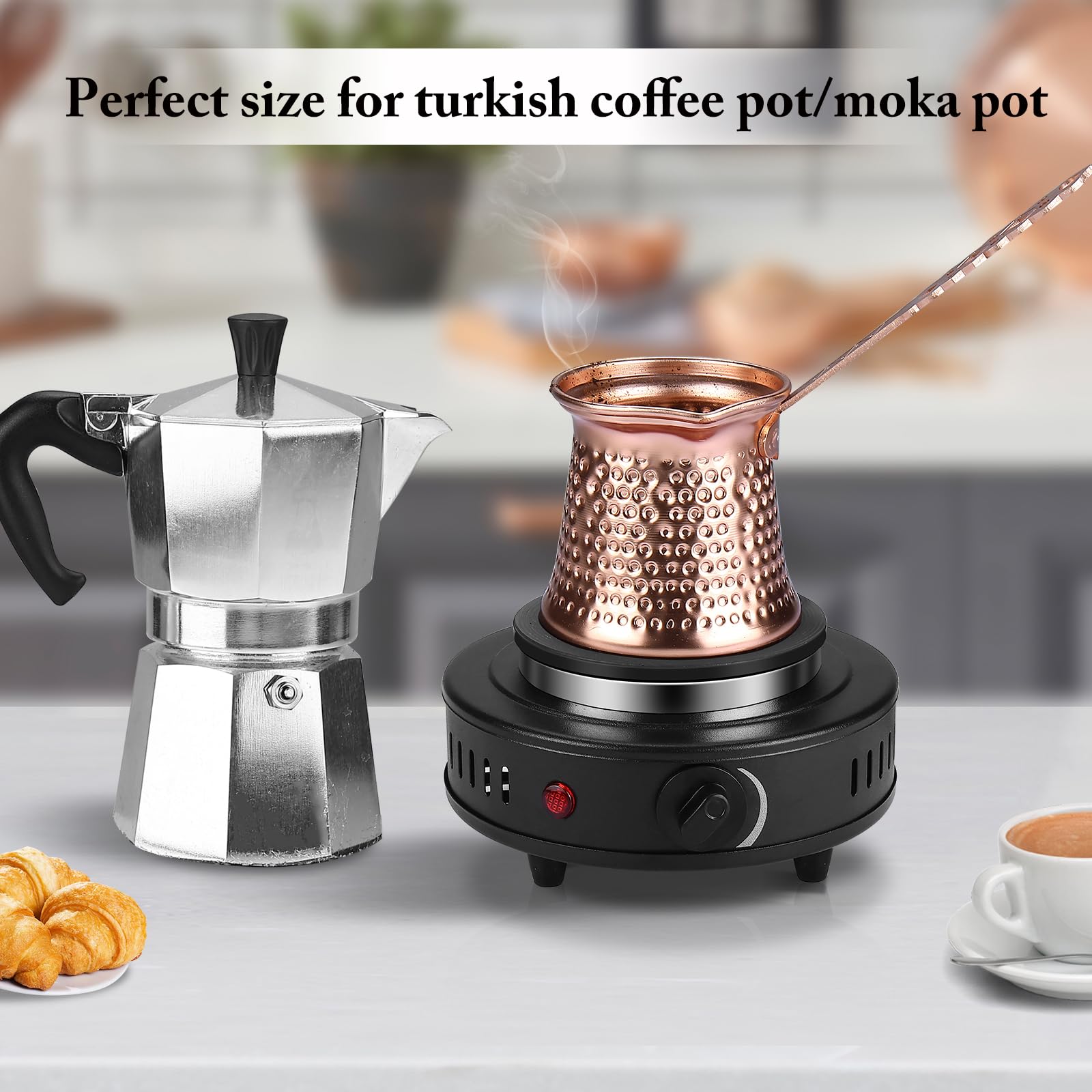 Artilife Mini Hot Plate Small Hot Plate,Small Hot Plate Electric Mini,Mini Hot Plate Electric,Cast Iron Electric Hot Plate,Perfect Size for Moka Pot (500W Black Small Hot Plate)