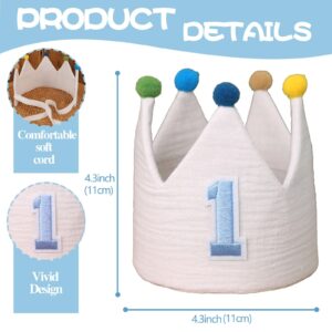 Baby Boy First Birthday Party Decorations Blue High Chair Banner 1st Birthday Crown Cake Topper 1st Birthday Decor