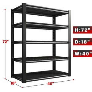 REIBII Garage Shelving Heavy Duty Storage Shelves Load 2500Lbs Adjustable Garage Shelves Heavy Duty Shelving 5-Tier Metal Shelving Unit Garage Storage Shelves Utility Racks, 40" W x18 D x72 H, 3 Pack