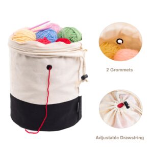 MYBAGZING Small Yarn Bag, Canvas Crochet Bag Organizer, Knitting Bag, Mini Yarn Storage Bags Yarn for Crocheting, Yarn Holder for Crochet Beginner,Knitting & Crochet Supplies