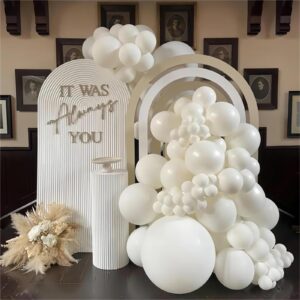 110pcs White Balloons, 12inch Latex Party Balloons, Birthday Baby Shower Gender Reveal Graduation Party Decorations(2 White Ribbons)