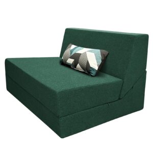 anoner convertible chair bed sleeper with memory foam & pillow fold out chair bed couch lounge chaise for living room bedroom guest room home office, dark green