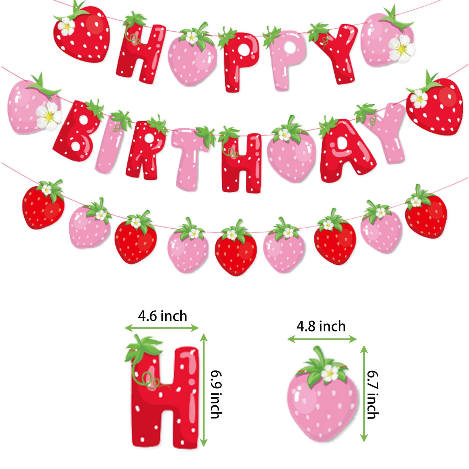 Strawberry Fruit Banners Happy Birthday Strawberry Theme Party Hanging Decorations Happy Birthday Party Wedding Party Decoration Supplies